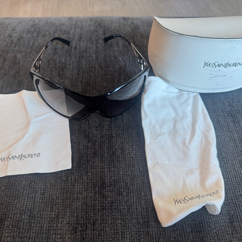 Yves Saint Laurent Black Sunglasses with Silver Accents